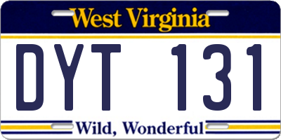 WV license plate DYT131