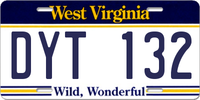 WV license plate DYT132