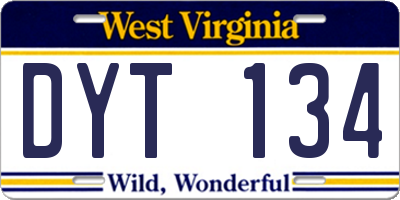 WV license plate DYT134