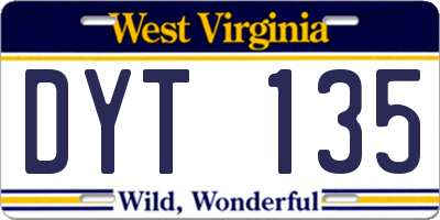 WV license plate DYT135