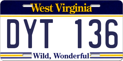WV license plate DYT136