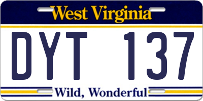 WV license plate DYT137