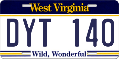 WV license plate DYT140