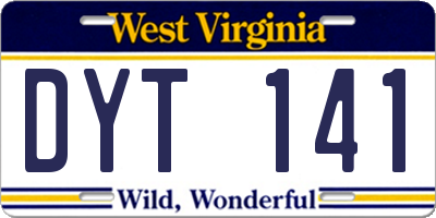 WV license plate DYT141