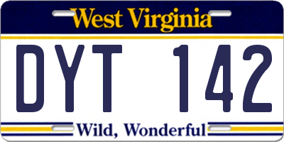 WV license plate DYT142