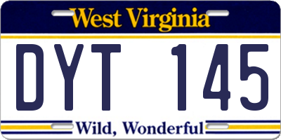 WV license plate DYT145