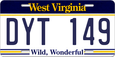 WV license plate DYT149