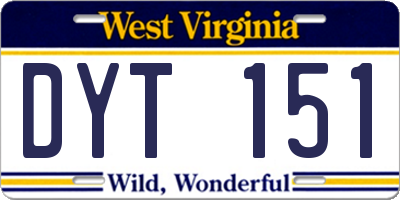 WV license plate DYT151