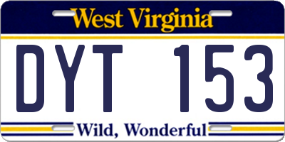 WV license plate DYT153