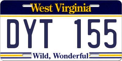 WV license plate DYT155