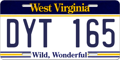 WV license plate DYT165