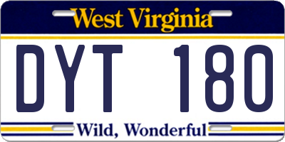 WV license plate DYT180