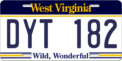 WV license plate DYT182