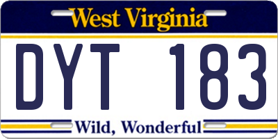WV license plate DYT183