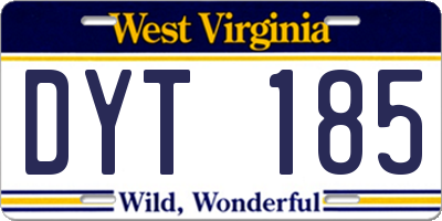 WV license plate DYT185