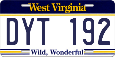 WV license plate DYT192