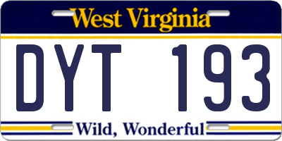WV license plate DYT193