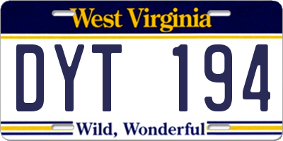 WV license plate DYT194