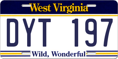 WV license plate DYT197