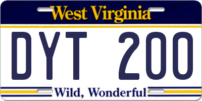 WV license plate DYT200