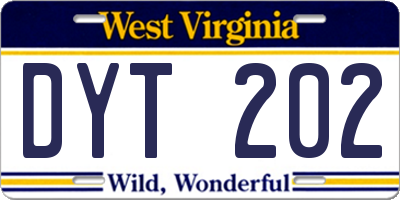WV license plate DYT202