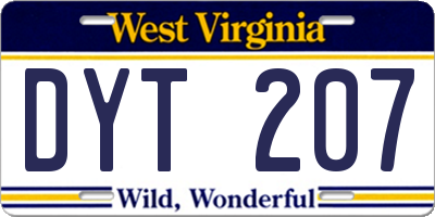 WV license plate DYT207
