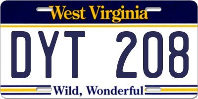WV license plate DYT208
