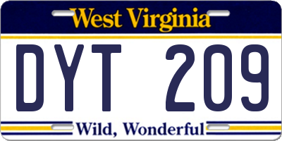 WV license plate DYT209