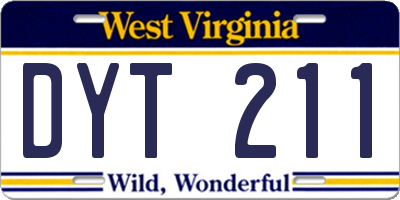 WV license plate DYT211