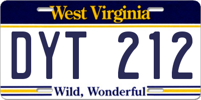 WV license plate DYT212