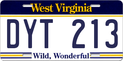 WV license plate DYT213