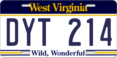 WV license plate DYT214