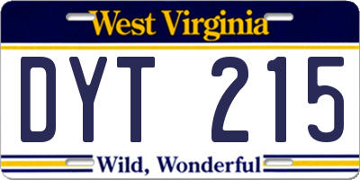 WV license plate DYT215