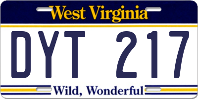 WV license plate DYT217