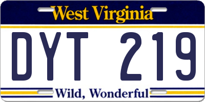 WV license plate DYT219