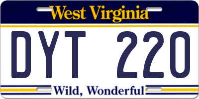 WV license plate DYT220