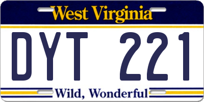 WV license plate DYT221