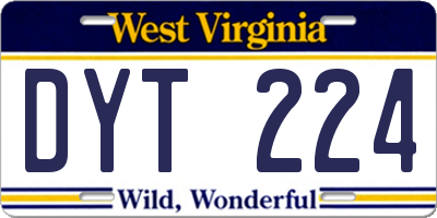 WV license plate DYT224