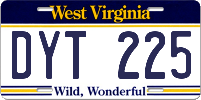 WV license plate DYT225