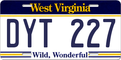 WV license plate DYT227