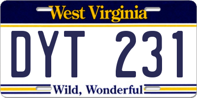 WV license plate DYT231