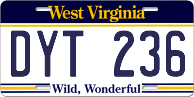 WV license plate DYT236