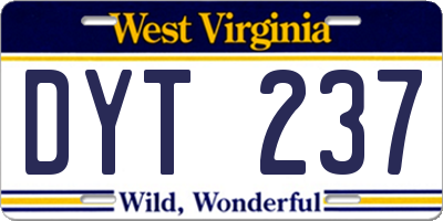 WV license plate DYT237