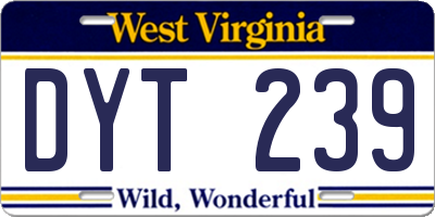 WV license plate DYT239