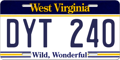 WV license plate DYT240