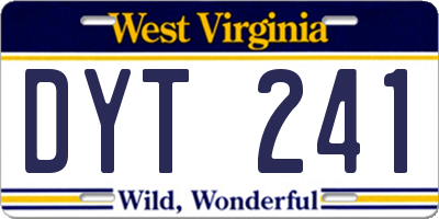 WV license plate DYT241