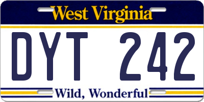 WV license plate DYT242
