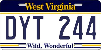 WV license plate DYT244