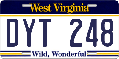 WV license plate DYT248