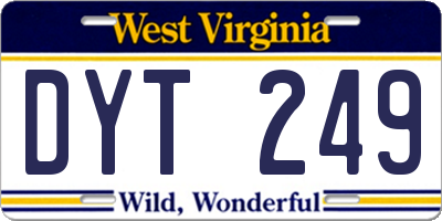WV license plate DYT249